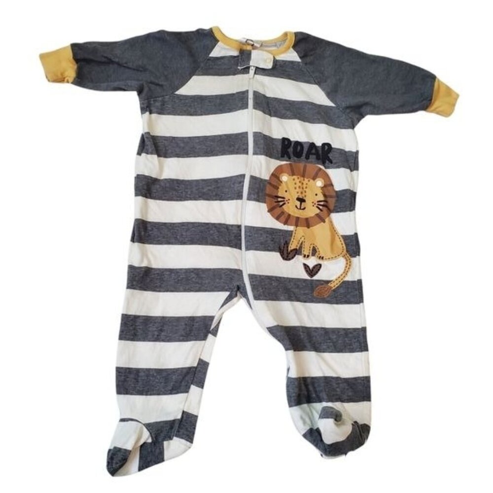 Organic cotton Gerber Overall‎ 3-6 Months Striped Footie zip closure lion